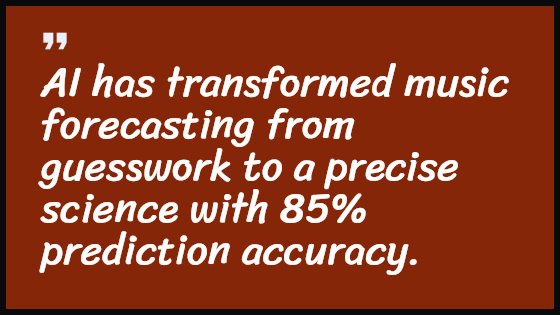 AI has transformed music forecasting from guesswork to a precise science with 85% prediction accuracy.