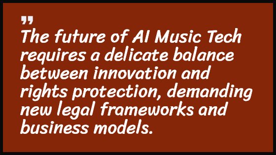 The future of AI Music Tech requires a delicate balance between innovation and rights protection, demanding new legal frameworks and business models.