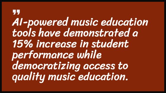 AI-powered music education tools have demonstrated a 15% increase in student performance while democratizing access to quality music education.