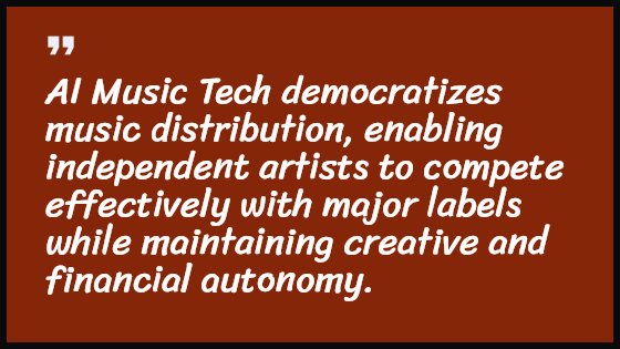 AI Music Tech democratizes music distribution, enabling independent artists to compete effectively with major labels while maintaining creative and financial autonomy.